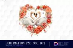 Watercolor Swan Couple Clipart, Sublimation Clipart Product Image 1