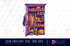 Watercolor Halloween Closet PNG Clipart Product Image 1