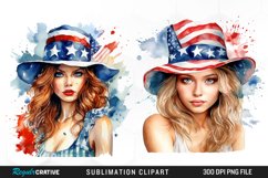 Girl 4th July Sublimation Watercolor Sublimation Design Product Image 1