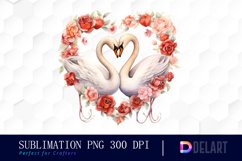 Watercolor Swan Couple Clipart, Sublimation Clipart Product Image 1