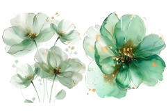 13 Green Watercolor Floral Clipart Bundle, Abstract Flowers Product Image 2