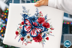 4th of July Floral Butterfly Sublimation clipart Product Image 1