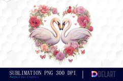Watercolor Swan Couple Clipart, Sublimation Clipart Product Image 1