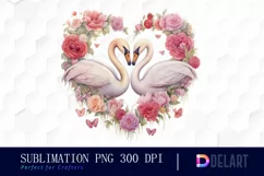 Watercolor Swan Couple Clipart, Sublimation Clipart Product Image 1
