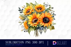 Watercolor Sunflower Arrangement PNG Clipart Product Image 1