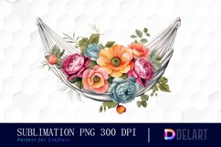 Watercolor Hammock with Ranunculus Flower Clipart Fun Product Image 1