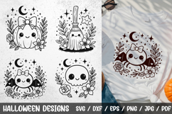 Cute Halloween SVG | Pumpkin, Skull, Spider, Witch Broom PNG Product Image 1