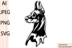 Doberman dog/Dog Svg/Png/Jpg/Ai/Vector purebred breed/Pet Product Image 1