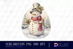 Watercolor Vintage Snowman Sublimation Art Clipart Product Image 1