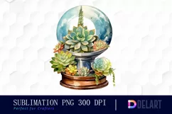 Watercolor Succulent Crystal Ball PNG Clipart Product Image 1
