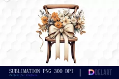Wedding- Chair Ribbons Flowers Clipart PNG Product Image 1