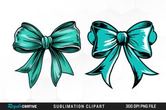 Watercolor Teal Bow Illustration PNG Clipart Product Image 1