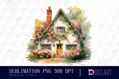 Watercolor Sweet House Clipart, Sublimation Art Product Image 1