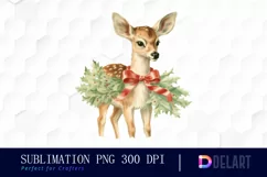 Watercolor Vintage Christmas Reindeer Clipart Fun Product Image 1