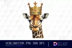 Watercolor Giraffe Wearing A Crown PNG Clipart Product Image 1