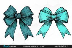 Watercolor Teal Bow Illustration PNG Clipart Product Image 1