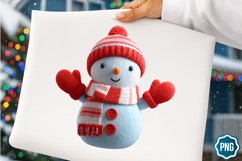 Christmas Faux Yarn Crochet Snowman PNG, Snowman PNG Product Image 1