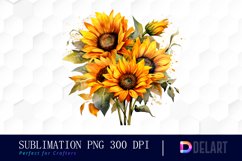 Watercolor Sunflower Arrangement Clipart Design Product Image 1