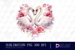 Watercolor Swan Couple Clipart, Sublimation Clipart Product Image 1