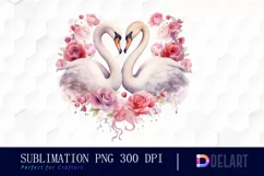 Watercolor Swan Couple Clipart, Sublimation Clipart Product Image 1