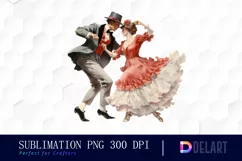 Watercolor Couple Dance Clipart, Illustration PNG Product Image 1
