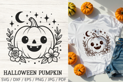 Kawaii Pumpkin SVG Cut File| Cute Halloween PNG Clipart Product Image 1