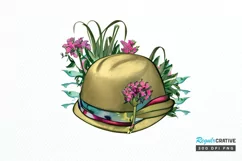 Watercolor Floral Hat Garden PNG Clipart Product Image 1