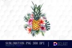 Pineapple with Tropical Floral Sublimation Art Product Image 1