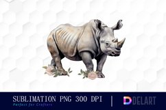 Rhinoceros Watercolor Clipart PNG Product Image 1