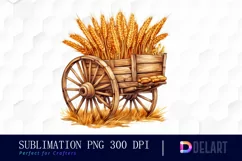 Wooden Cart full of Wheat Clipart Image Product Image 1