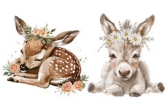 11 Watercolor Baby Animals Clipart Bundle, Cute Woodland Product Image 2