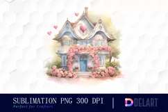 Watercolor Sweet House Clipart, Sublimation Art Product Image 1