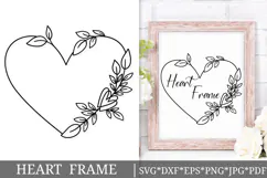 Floral Wreath Svg Cut File. Heart Leaves Frame Png Clipart. Product Image 1