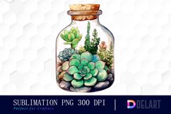 Watercolor Succulent Terrarium in Bottle Clipart Image Product Image 1