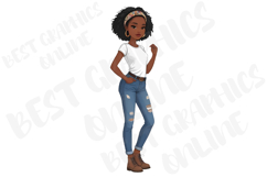 Beautiful Fashionable Black Girl Clipart, College Girl image Product Image 2