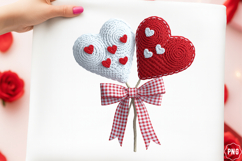 Faux Crochet Cherry LOVE Yarn embroidery Png, Trendy Valenti Product Image 1