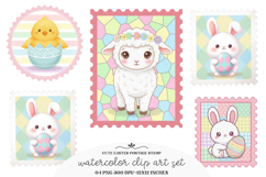 Cute Easter Postage Stamp Clipart PNG Product Image 1