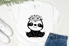Cute Baby Sloth with Flower Svg, Sloth Svg, Flower Animal Product Image 4