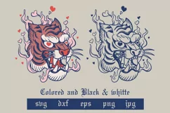 animal love tatto style, tiger in love, svg & sublimation Product Image 1