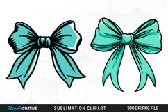 Watercolor Teal Bow Sublimation PNG Clipart Product Image 1