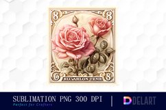 Watercolor Valentine Postage Stamp , Clipart Design Product Image 1