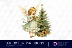 Watercolor Vintage Christmas Angel Sublimation Art Clipart Product Image 1