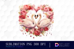 Watercolor Swan Couple Clipart, Sublimation Clipart Product Image 1