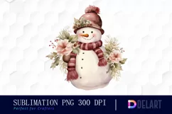 Watercolor Vintage Snowman Illustration PNG Product Image 1