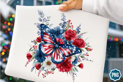 4th of July Floral Butterfly Sublimation clipart/6 Designs Product Image 4