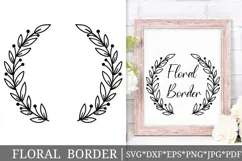 Floral Border Svg Cut File. Leaves Frame Png Clipart. Product Image 1