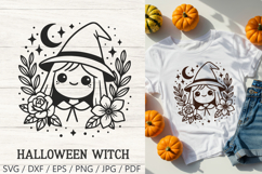 Kawaii Witch Halloween SVG Cut File| Cute Spooky PNG Clipart Product Image 1