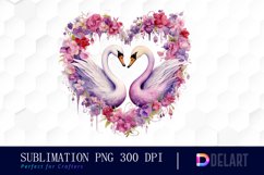 Watercolor Swan Couple Clipart, Sublimation Clipart Product Image 1
