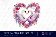 Watercolor Swan Couple Clipart, Sublimation Clipart Product Image 1