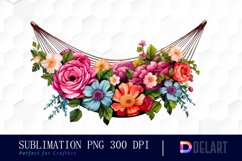 Watercolor Hammock with Ranunculus Flower Clipart Product Image 1